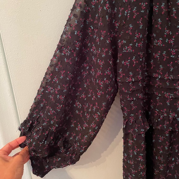 Zara Black Sheer Pink Floral Dress w/ Slip Lining size Small - Picture 4 of 8